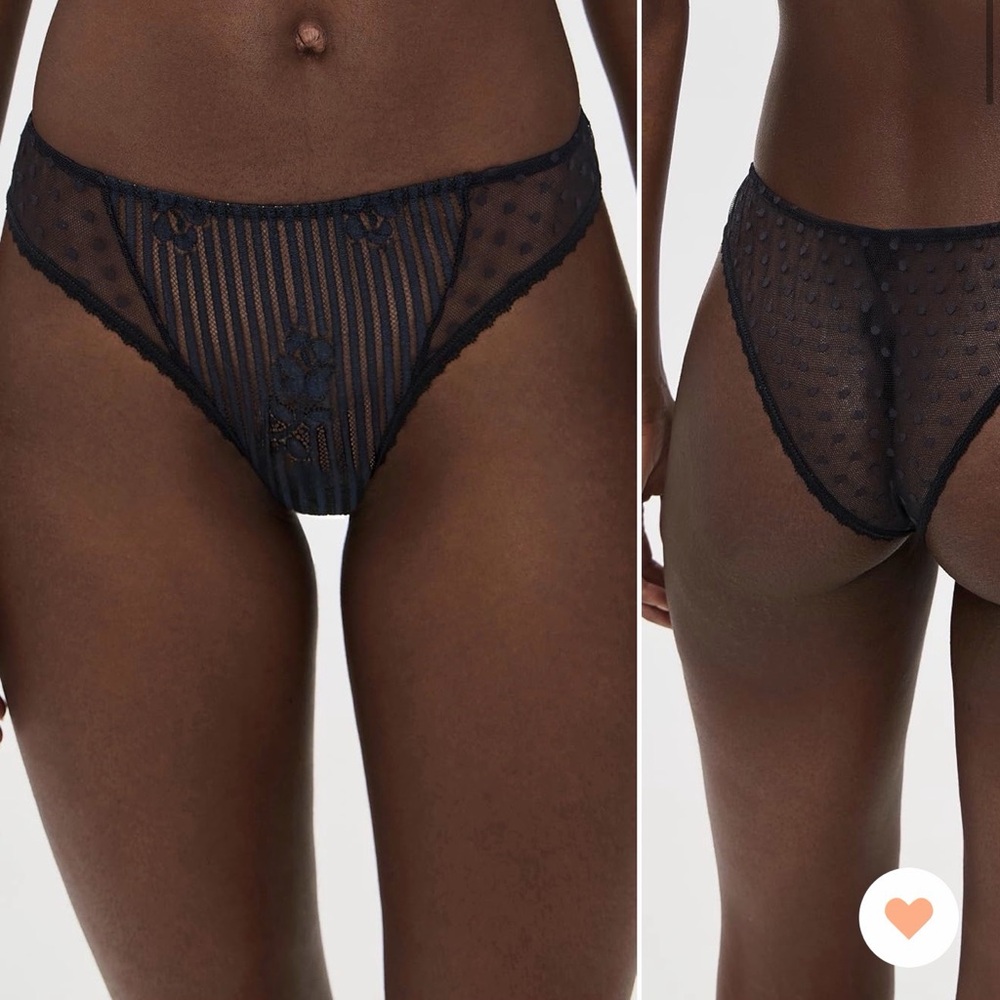 Only Hearts Navy Sheer Lace  Brazilian Panties